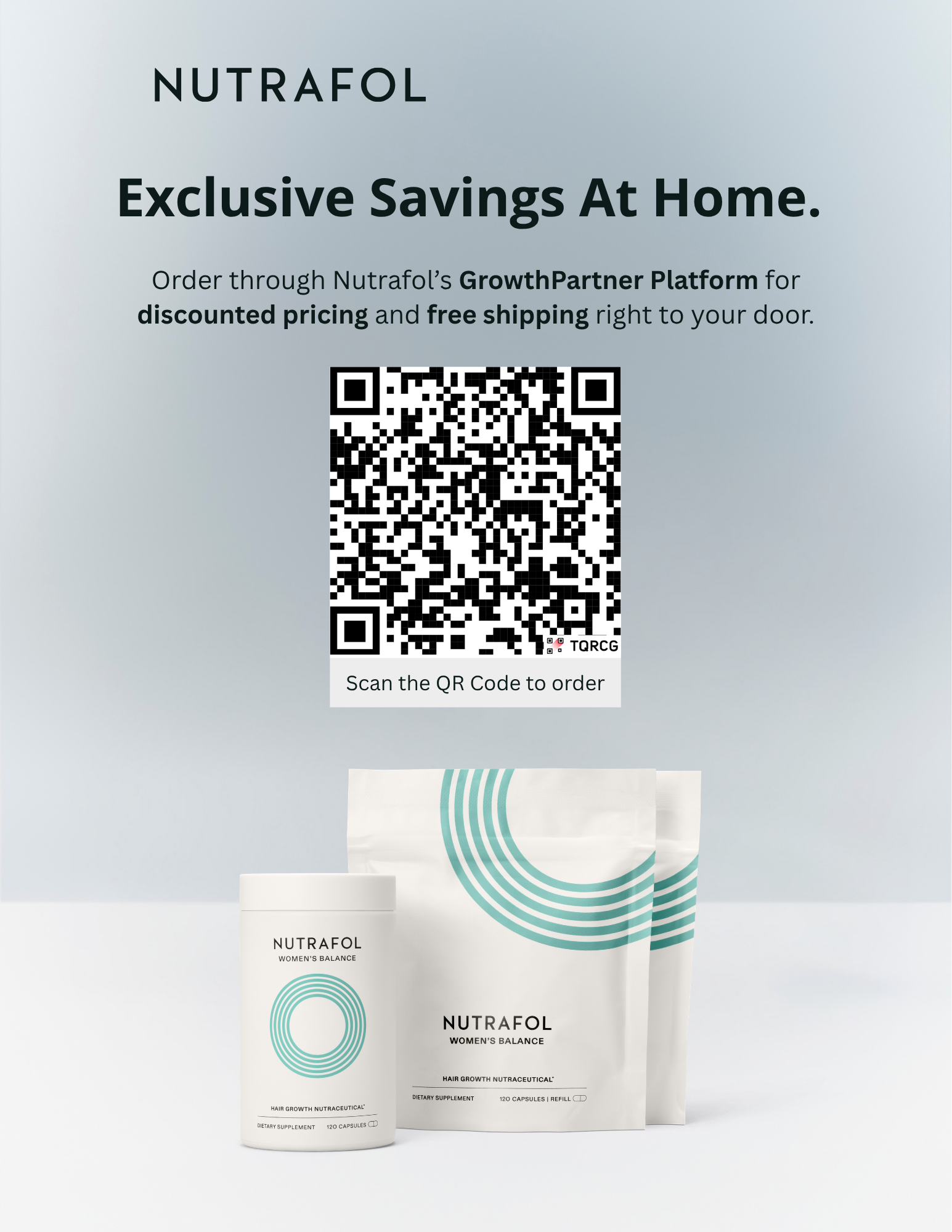 Express Health Urgent Care Nutrafol hair wellness flyer with exclusive partner pricing details